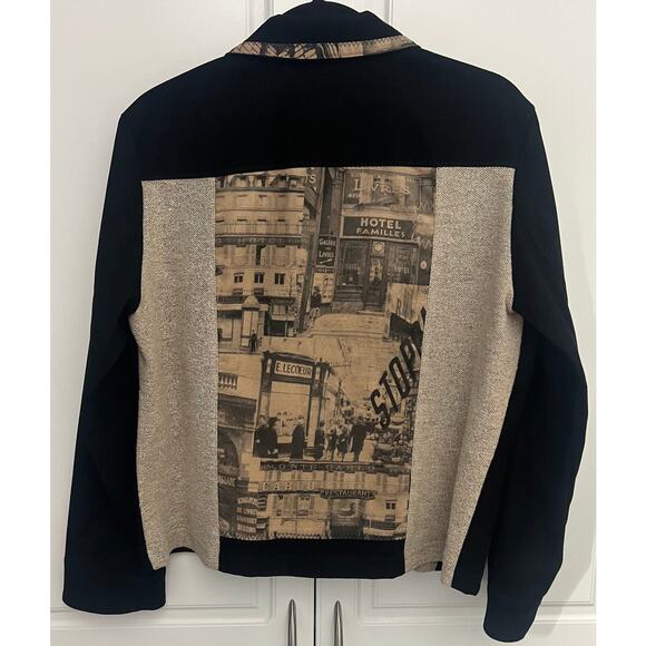 K.d. Spring Women's Zip Front Mixed Media Jacket Black/Tan Size L - Picture 6 of 10